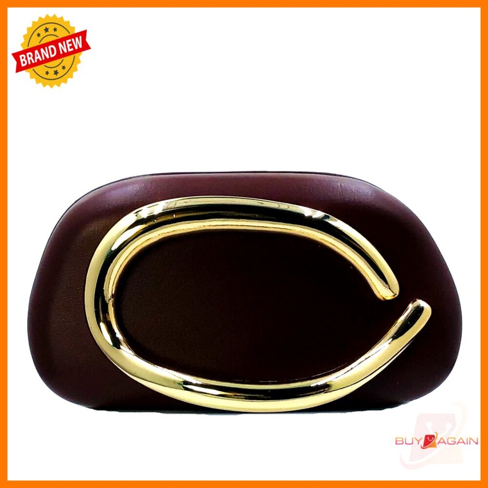 Pu Leather Metal Clutch Evening Bag With Detachable Chain Strap